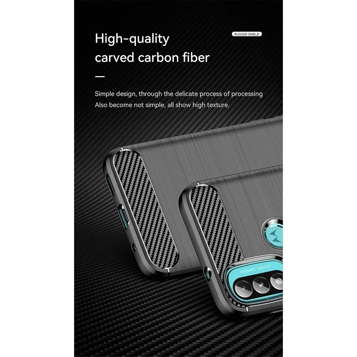 Protectores para celular  para Motorola  Moto E40 Funda de tpu fibra de carbono Negro